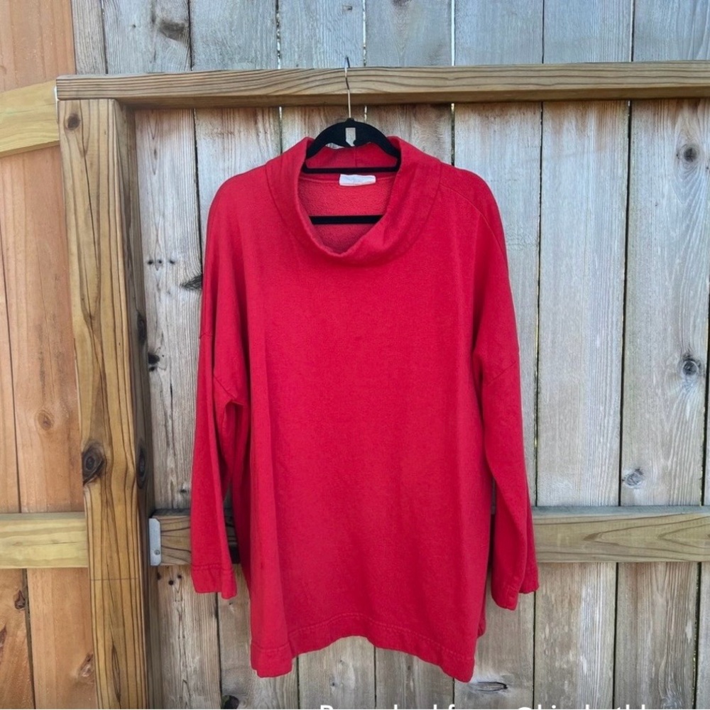 bryn Walker Vibrant Red Cowl Neck Sweatshirt